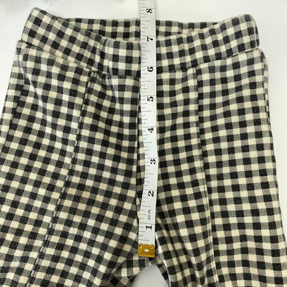 "Comma, Girl's Black Ivory Gingham Flare Front Slit Pants Elastic Waist Casual - Picture 8 of 9
